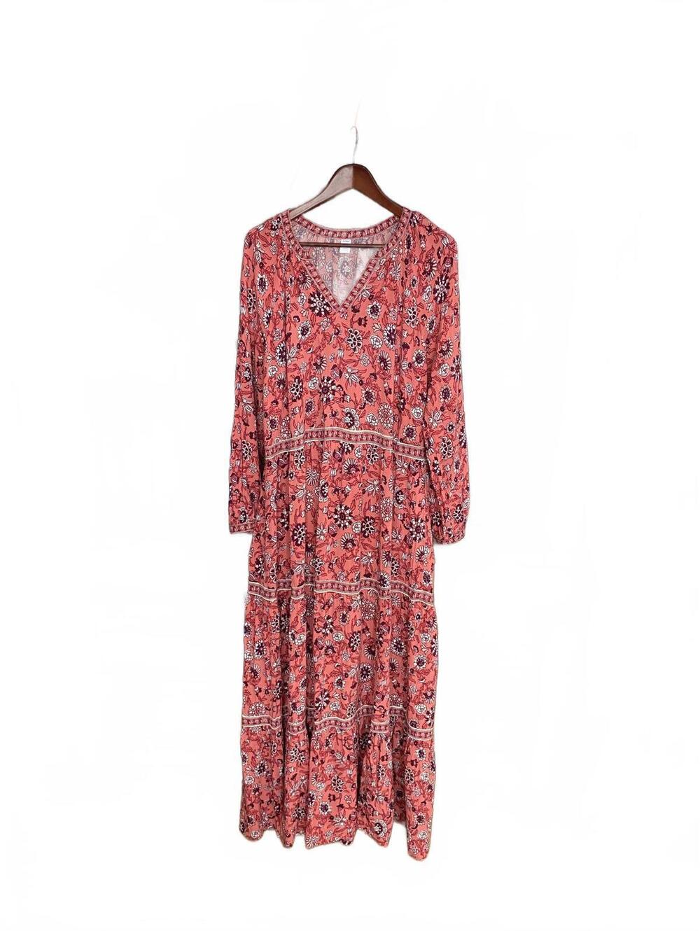 Old Navy Boho Western Pink Floral Maxi Dress Size XL Tall